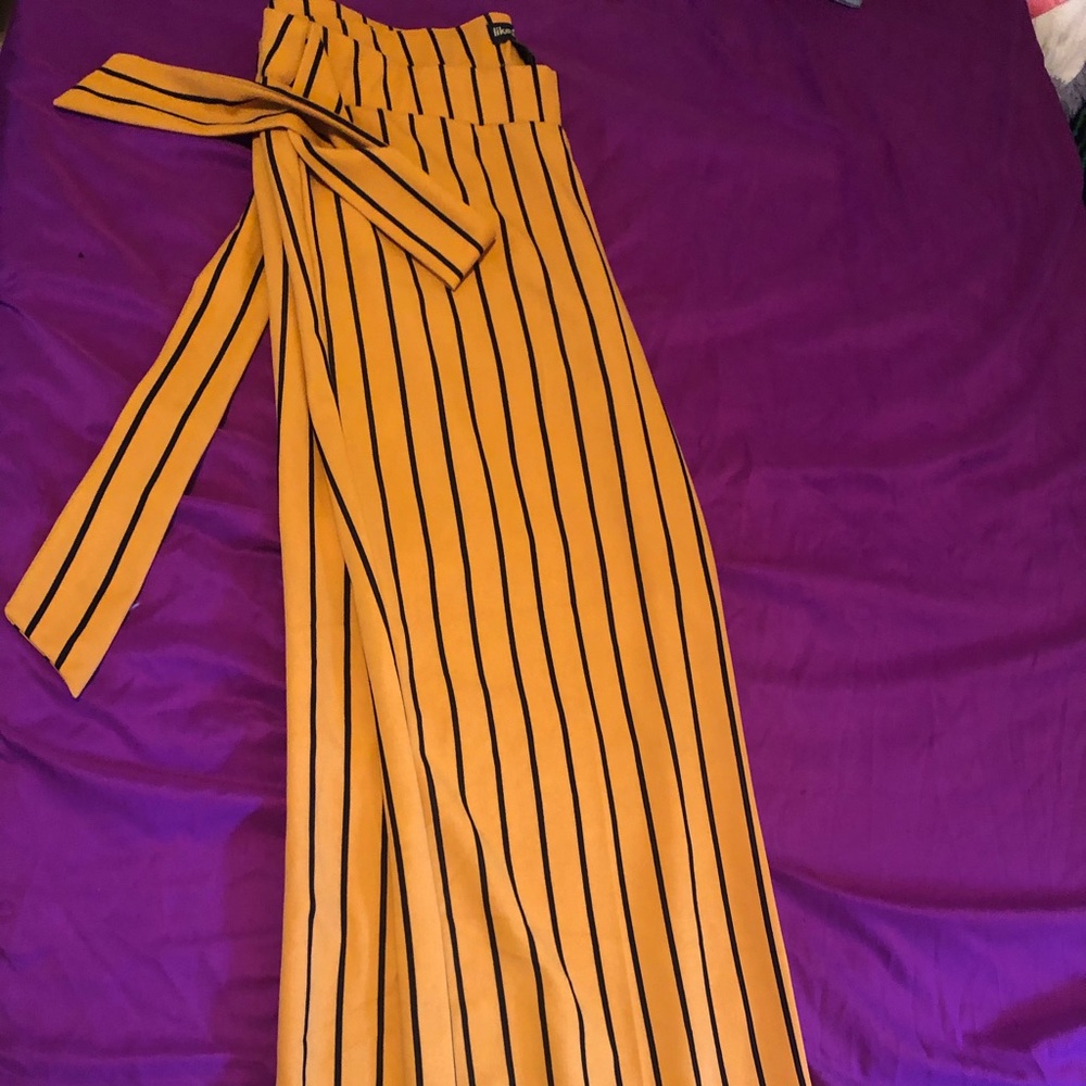 Gold and Blue Striped Pants